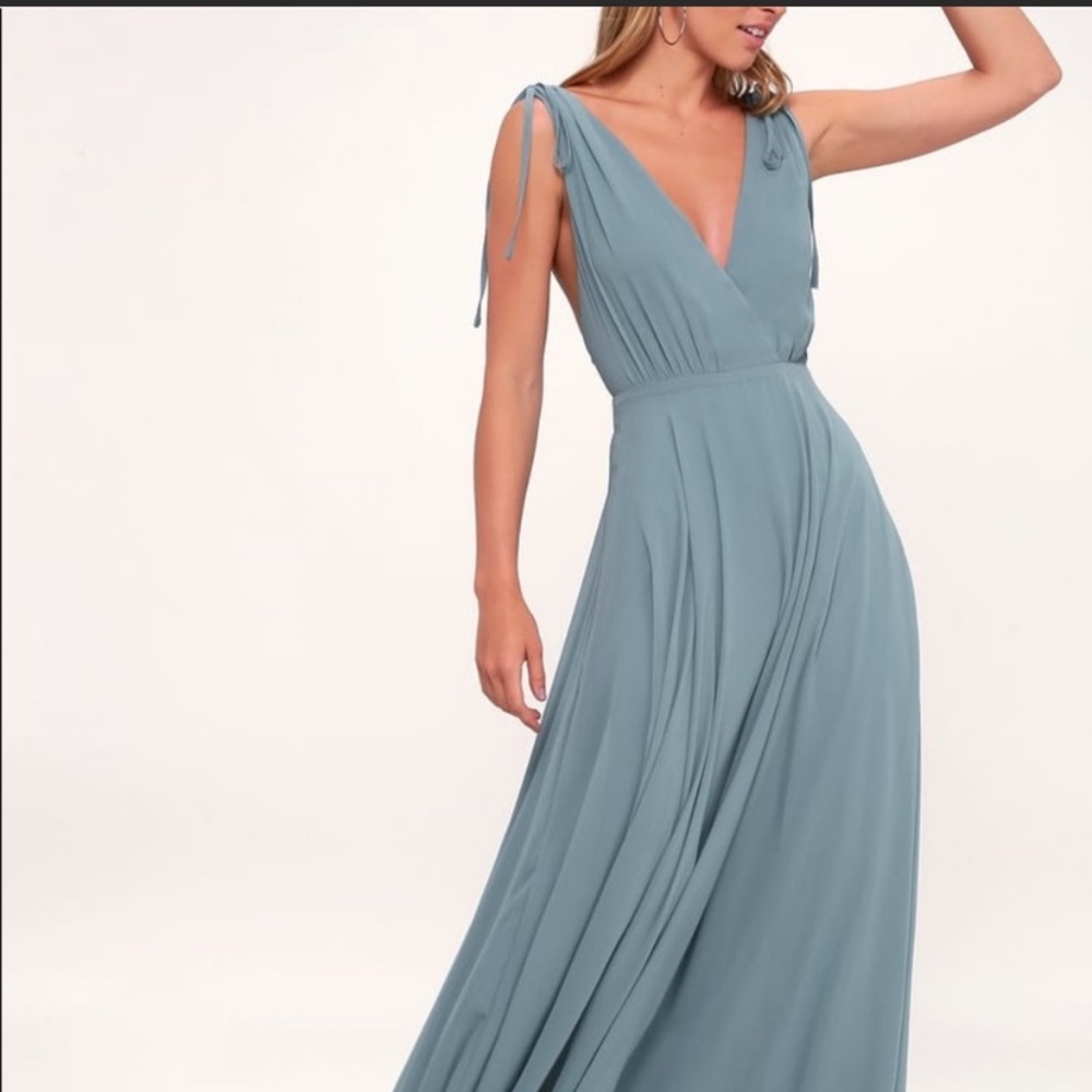 Lulu’s Dance the Night Away Small Slate Blue Bridesmaid/Evening dress